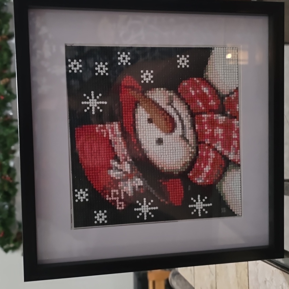 Snowman Framed Handmade Diamond Art ~ 11 3/4in X11 3/4in X 3/4in Wide
